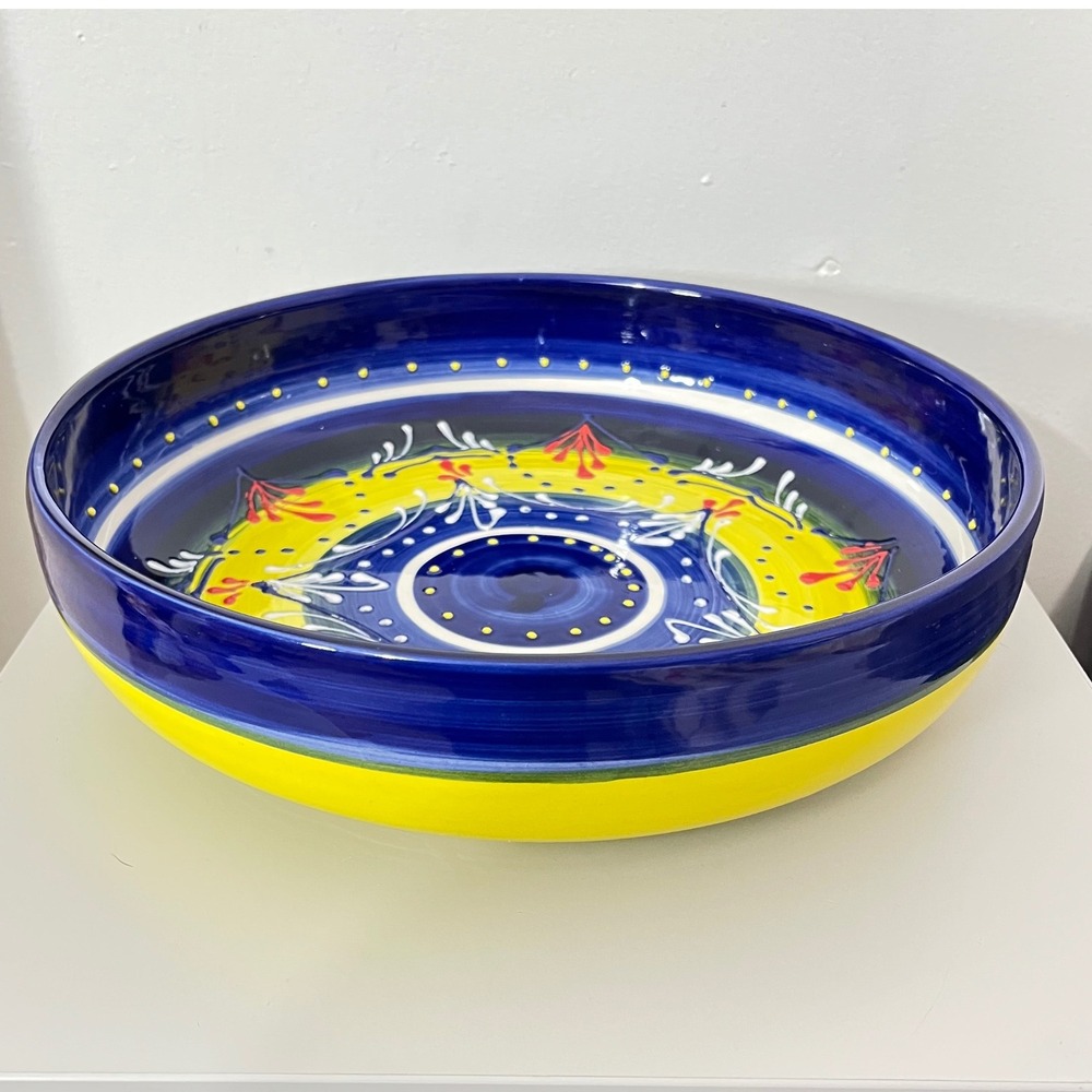 2 Pc Ceramic Anoru Spain Vibrant Textured Serving Bowl Handmade Hand‎ Painted